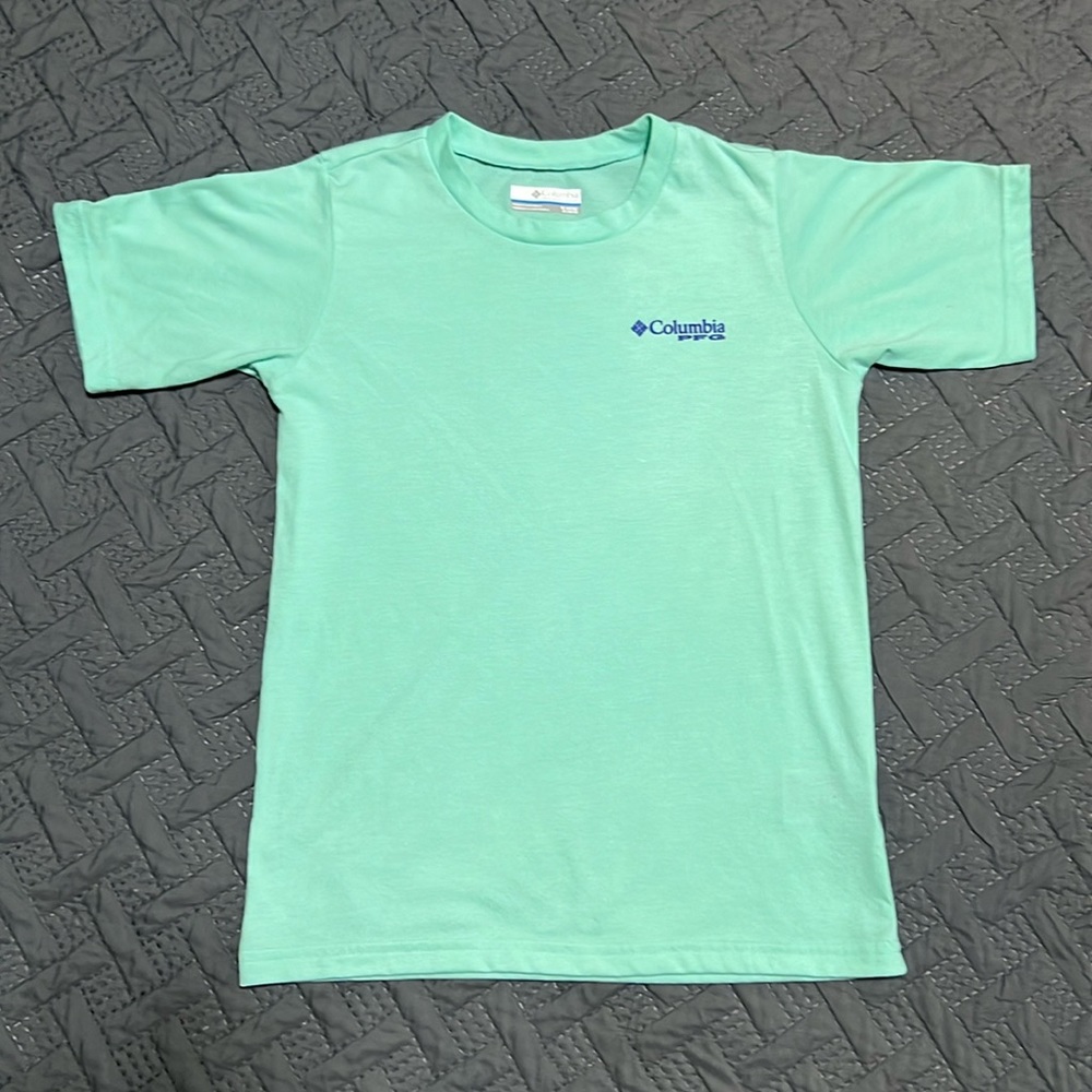 Columbia Boys' PFG Terminal Tackle Fish Flag Shirt Sea-foam Green Size M(10/12)